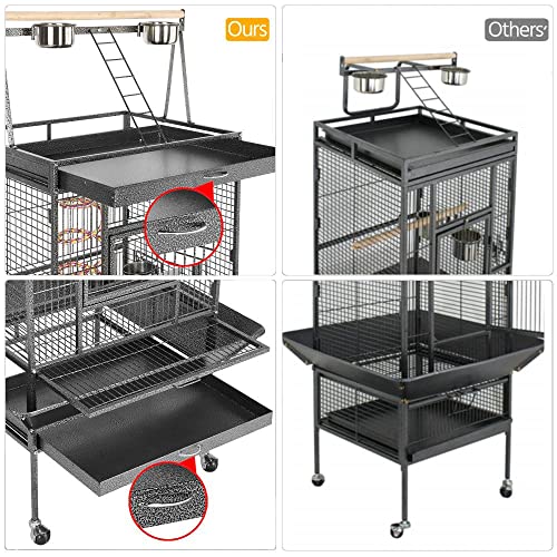 Rolling Parrot Cage - Play Top Stand Included