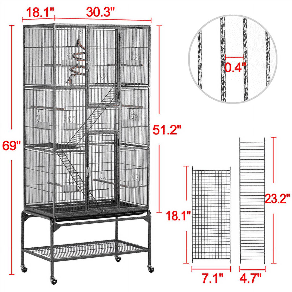 XL Metal Rolling Pet/Bird Cage + Stand