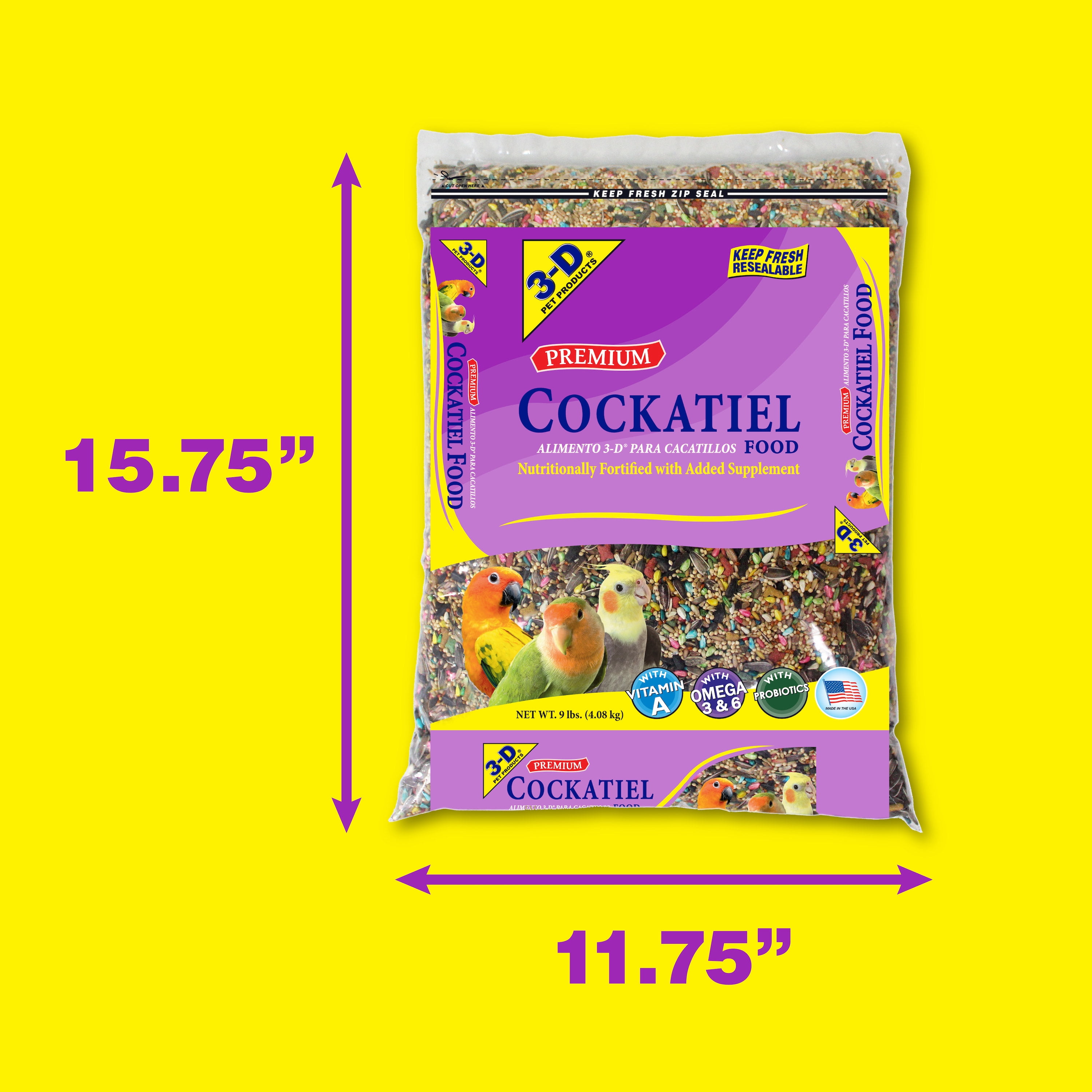 Premium Cockatiel Mix Bird Food - 9lb Bag