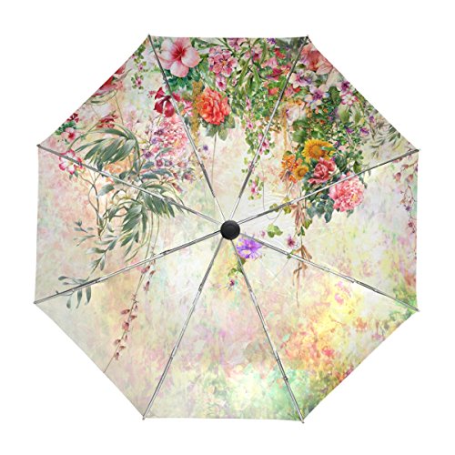 Floral Travel Umbrella with UV Protection and Windproof