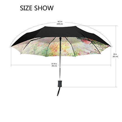 Floral Travel Umbrella with UV Protection and Windproof