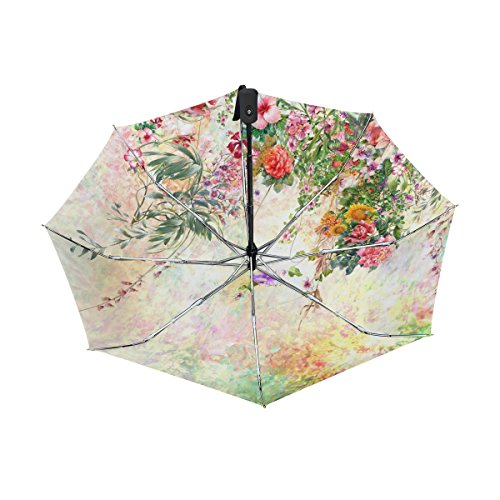 Floral Travel Umbrella with UV Protection and Windproof