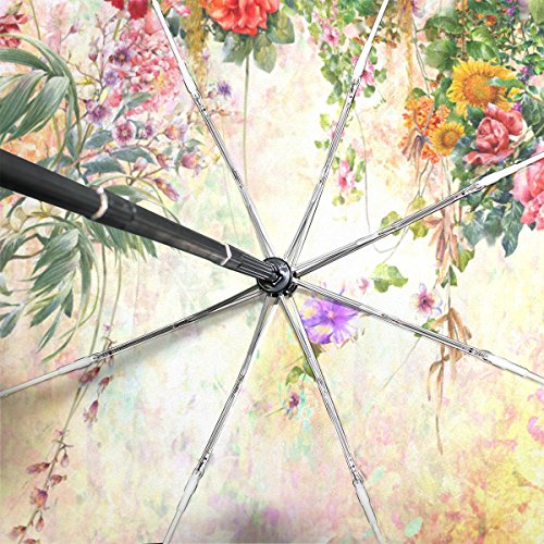 Floral Travel Umbrella with UV Protection and Windproof