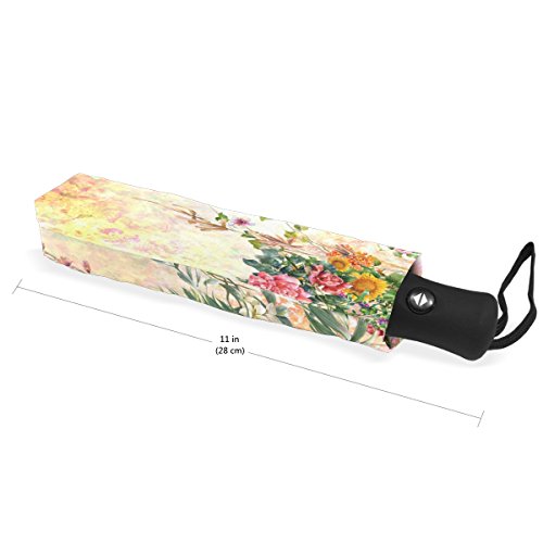 Floral Travel Umbrella with UV Protection and Windproof