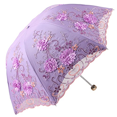 Vintage Lace UV Sun Parasol Umbrella - Purple