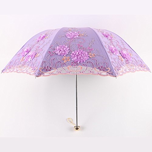 Vintage Lace UV Sun Parasol Umbrella - Purple