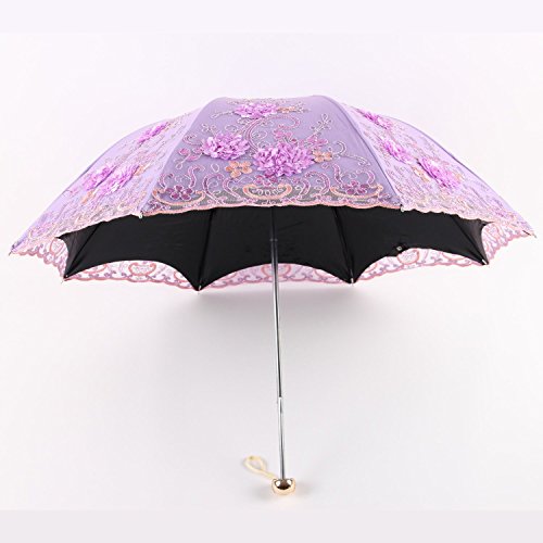 Vintage Lace UV Sun Parasol Umbrella - Purple