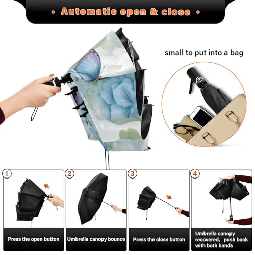 Women's Windproof Folding Umbrella - Sun & Rain