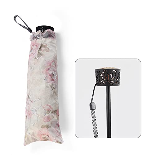 Vintage Floral UV Protection Folding Parasol Umbrella