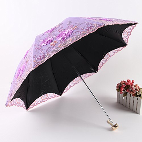 Vintage Lace UV Sun Parasol Umbrella - Purple