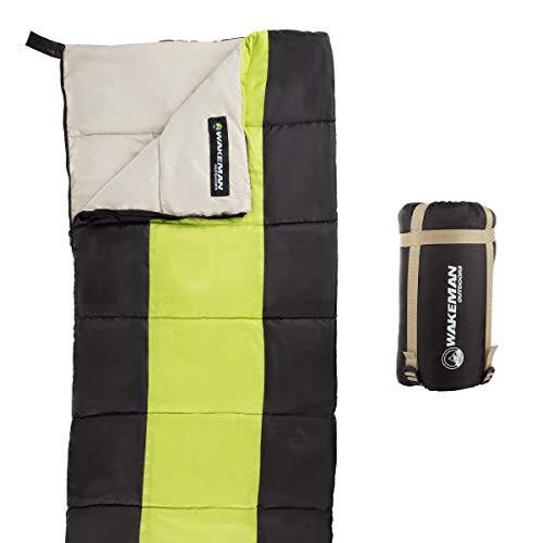 Neon Green Kids Sleeping Bag with Compression Straps
