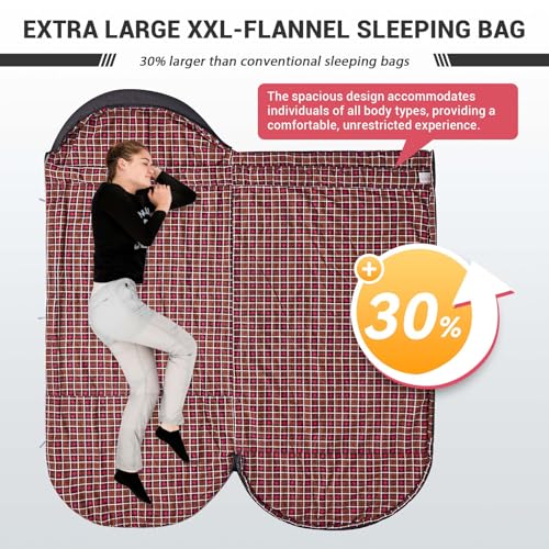 KingCamp XL Flannel Lined Sleeping Bag for Women