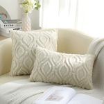 Plush 18x18 Beige Throw Pillow Covers (Set of 2)