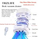 TRZLIFE Desk Vacuum, Upgraded Version of Mini Desk Vacuum Cleaner More Durable Desk Accessory Sucks Tiny Items and Crumbs on Desktop Drawer Countertop Ideal Tech White Elephant Gift