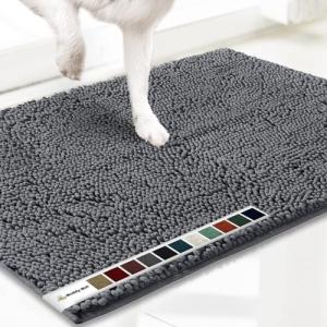 Super Absorbent Microfiber Dog Door Mat - Grey 30"x19