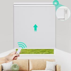Motorized Roller Blinds with Remote Control for Windows, Blackout, white
