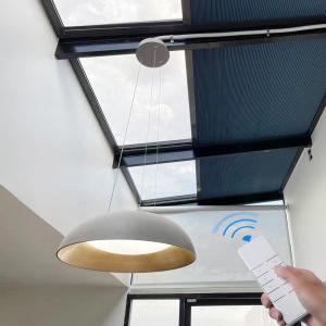 Customized size solar power motorized honeycomb cellular blinds remote control skylight blinds for home