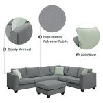 LZ L-Shape Sectional Sofa with Ottoman and Pillows