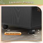 Black 3-drawer mobile file cabinet with shelves