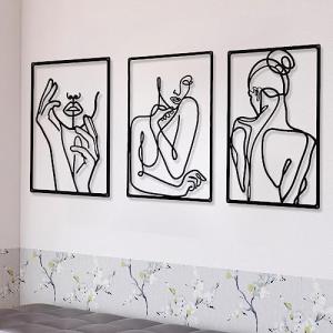 Minimalist 3-Piece Metal Women Wall Art Set