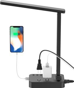 LED Desk Lamp with USB and AC Outlets