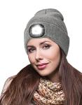 LED Beanie Hat with Rechargeable Light - Grey
