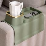 Couch Cup Holder Tray - Anti-Spill, Olive Green