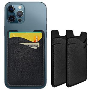 Leather Stick-On Phone Card Holder - 2 Pack