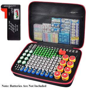 Battery Organizer Storage Case with Tester - Holds 225 Batteries