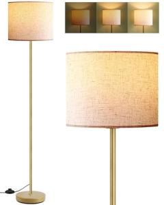 58" Gold Floor Lamp with Beige Shade