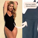 Lace-Up Back Ribbed Shapewear Swimsuit