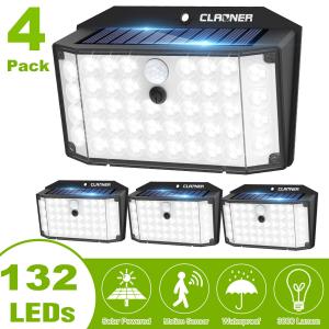 132 LED Solar Motion Sensor Garden Lights - 4 Pack