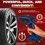 Portable Tire Inflator with Pressure Gauge - 150PSI