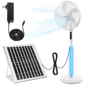 Solar Rechargeable 16'' Pedestal Fan with Oscillation