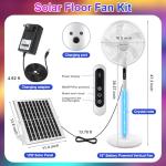 Solar Rechargeable 16'' Pedestal Fan with Oscillation