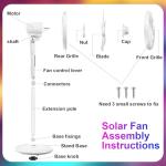 Solar Rechargeable 16'' Pedestal Fan with Oscillation