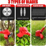 Cordless Lawn Trimmer with 2 Batteries and Blades