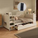 Multi-Functional White Daybed with Storage and Desk