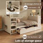 Multi-Functional White Daybed with Storage and Desk