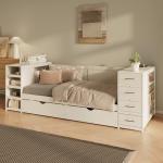 Multi-Functional White Daybed with Storage and Desk