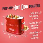 Nostalgia 2 Slot Hot Dog and Bun Toaster with Mini Tongs, Retro Toaster, Cooker that Works Chicken, Turkey, Veggie Links, Sausages Brats, Metallic Red