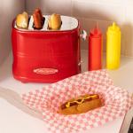 Nostalgia 2 Slot Hot Dog and Bun Toaster with Mini Tongs, Retro Toaster, Cooker that Works Chicken, Turkey, Veggie Links, Sausages Brats, Metallic Red
