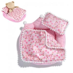 Pink Strawberry Mini Pillow Blanket Set for Dolls