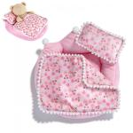 Pink Strawberry Mini Pillow Blanket Set for Dolls