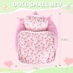 Pink Strawberry Mini Pillow Blanket Set for Dolls
