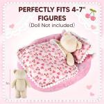 Pink Strawberry Mini Pillow Blanket Set for Dolls