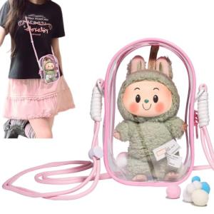 Labubu Plush Doll Clear Crossbody Bag for Events