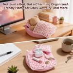 Pink Strawberry Mini Pillow Blanket Set for Dolls