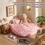 Pink Strawberry Mini Pillow Blanket Set for Dolls