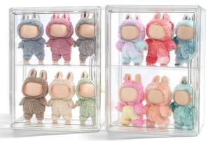 2 Pack Clear Acrylic Display Cases for Labubu Dolls